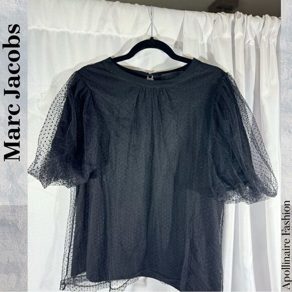 MARC JACOBS RUNWAY POLKA DOT LACE TOP SIZE 8 NEW IN BLACK ON BLACK - Picture 3 of 6